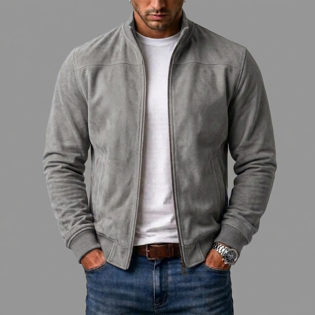 Jules - Blouson homme effet daim avec fermeture zippée