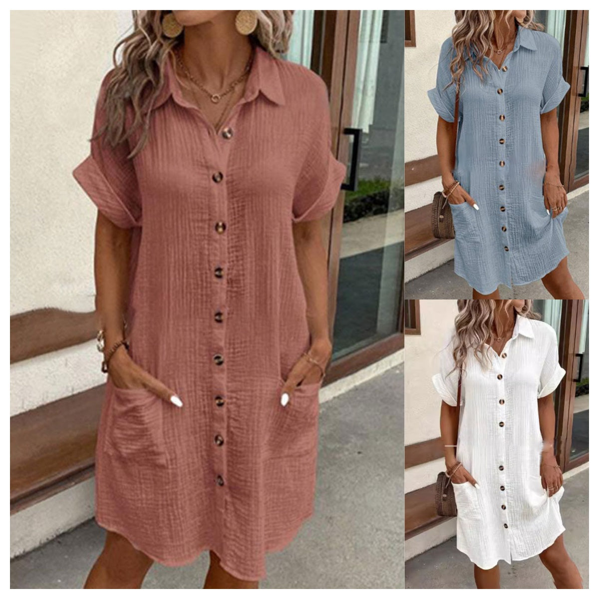 Nerina - Robe Chemise Décontractée Boutonnée