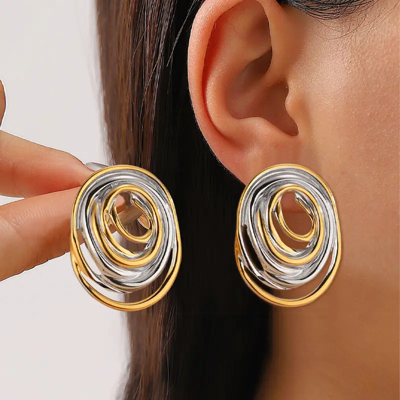 Boucles d'oreilles vintage plaquées or et argent