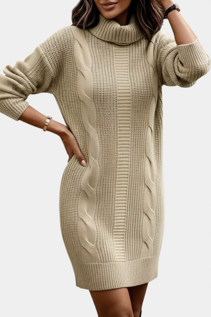 Elinora  - Robe Pull Col Roulé Maille Cosy
