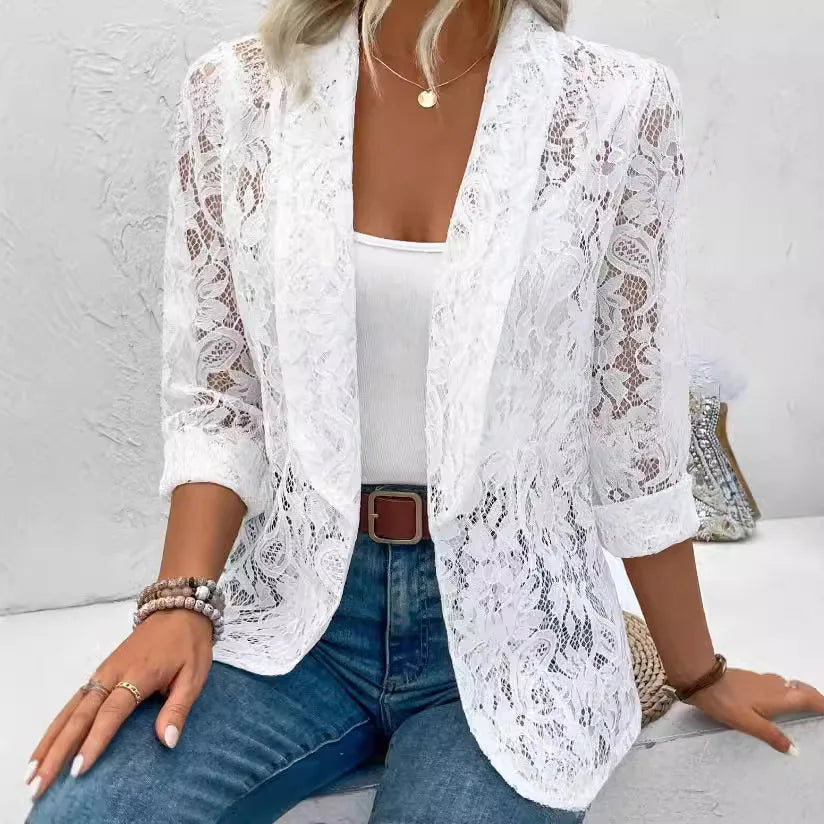 Félicie - Élégance en Dentelle Blazer Léger et Chic