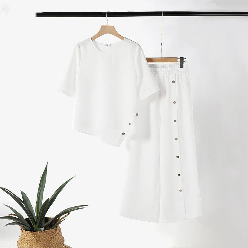 Amelina - Ensemble Coordonné avec Boutons pour un Style Élégant et Décontracté