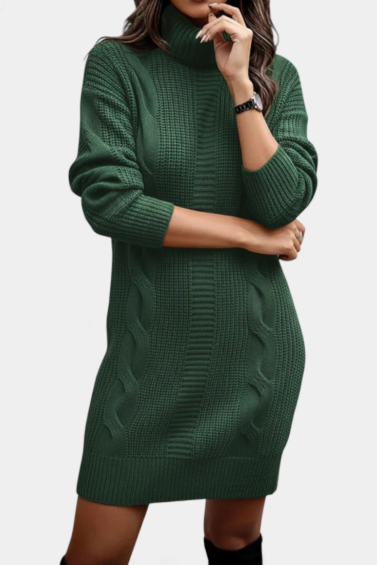 Elinora  - Robe Pull Col Roulé Maille Cosy