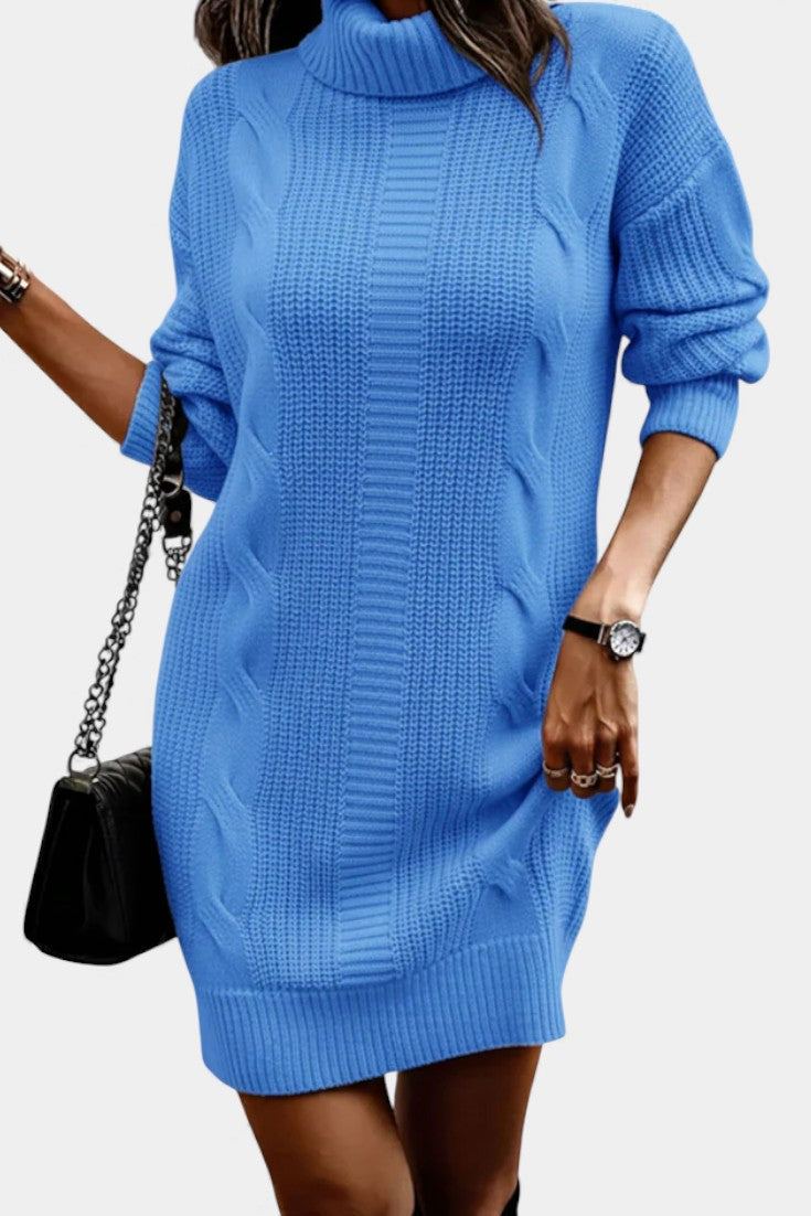 Elinora  - Robe Pull Col Roulé Maille Cosy