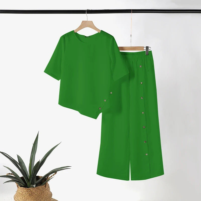 Amelina - Ensemble Coordonné avec Boutons pour un Style Élégant et Décontracté