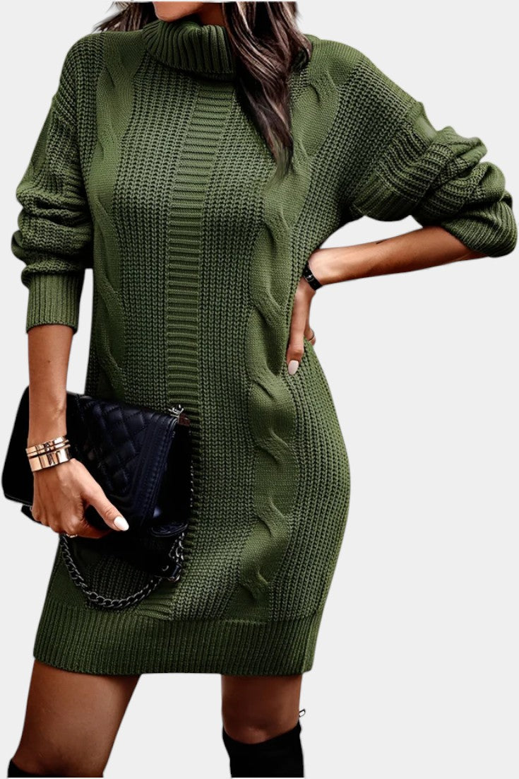 Elinora  - Robe Pull Col Roulé Maille Cosy