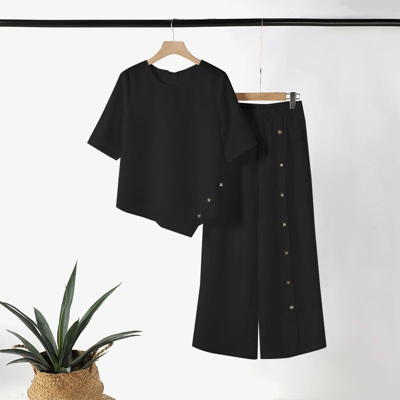 Amelina - Ensemble Coordonné avec Boutons pour un Style Élégant et Décontracté