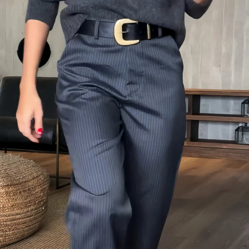 Rose - Pantalon droit taille haute pour femme