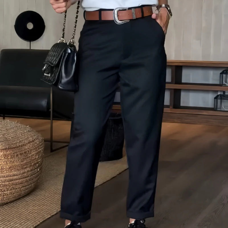 Rose - Pantalon droit taille haute pour femme
