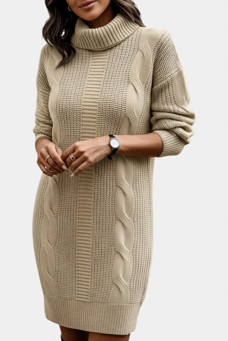 Elinora  - Robe Pull Col Roulé Maille Cosy