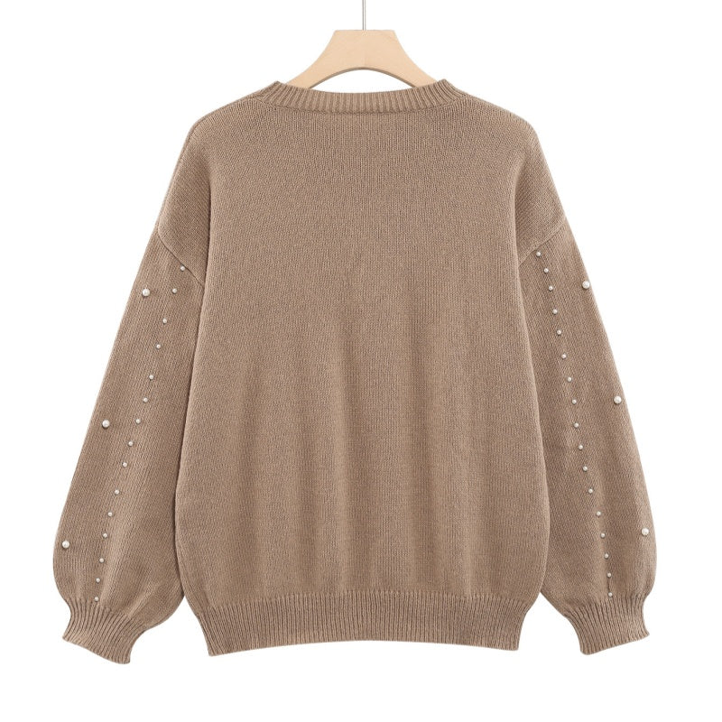Fiep - Pull femme à perles et manches bouffantes
