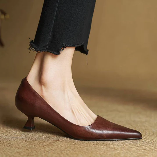 Lunessae - Escarpins En Cuir Véritable À Talon Élégant