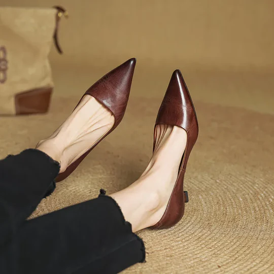 Lunessae - Escarpins En Cuir Véritable À Talon Élégant