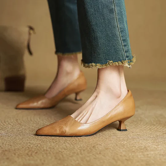 Lunessae - Escarpins En Cuir Véritable À Talon Élégant