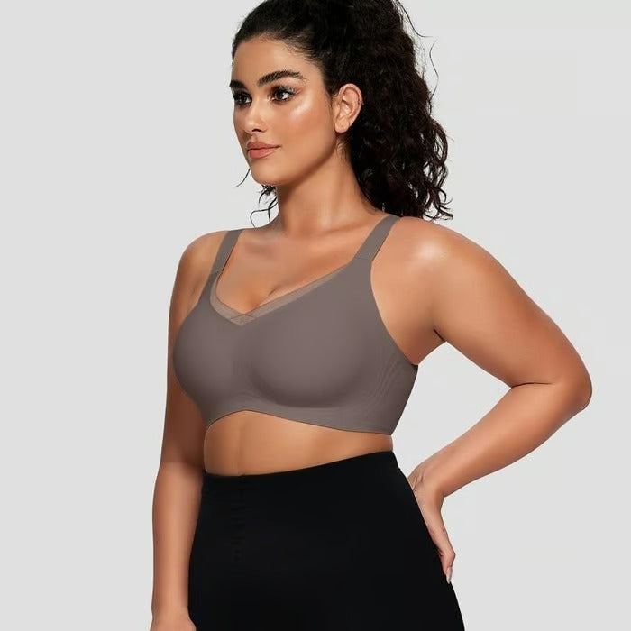 Kaelina - Soutien-gorge en mesh sans fil à col V croisé pour femmes
