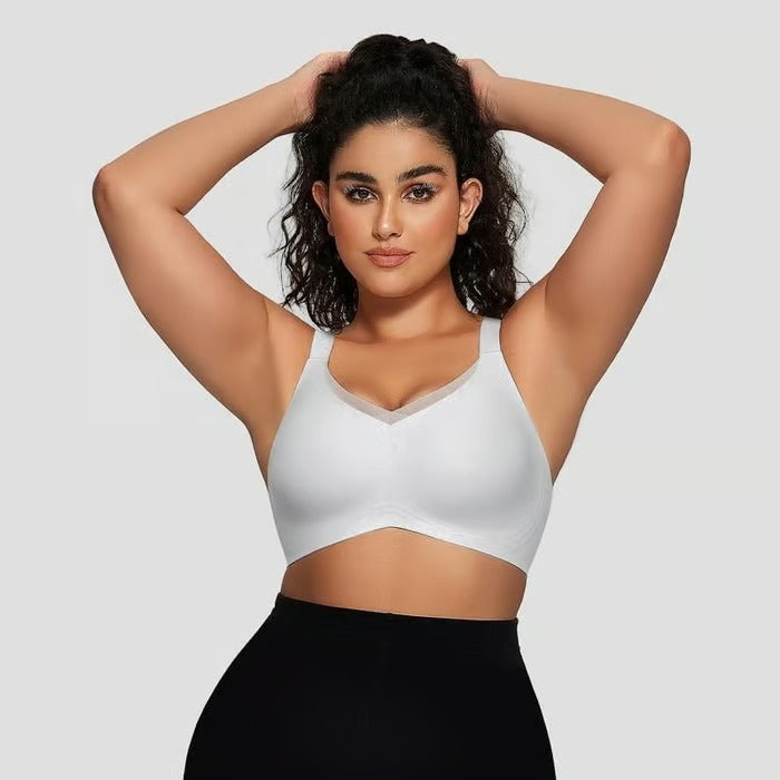 Kaelina - Soutien-gorge en mesh sans fil à col V croisé pour femmes