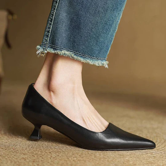 Lunessae - Escarpins En Cuir Véritable À Talon Élégant