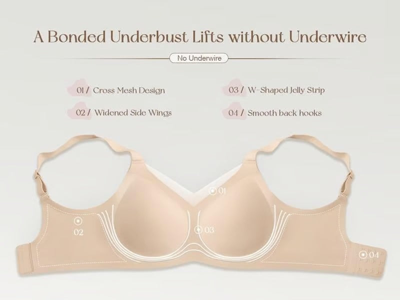 Kaelina - Soutien-gorge en mesh sans fil à col V croisé pour femmes
