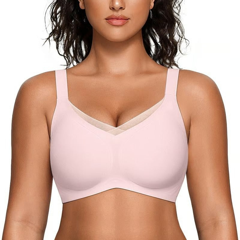 Kaelina - Soutien-gorge en mesh sans fil à col V croisé pour femmes