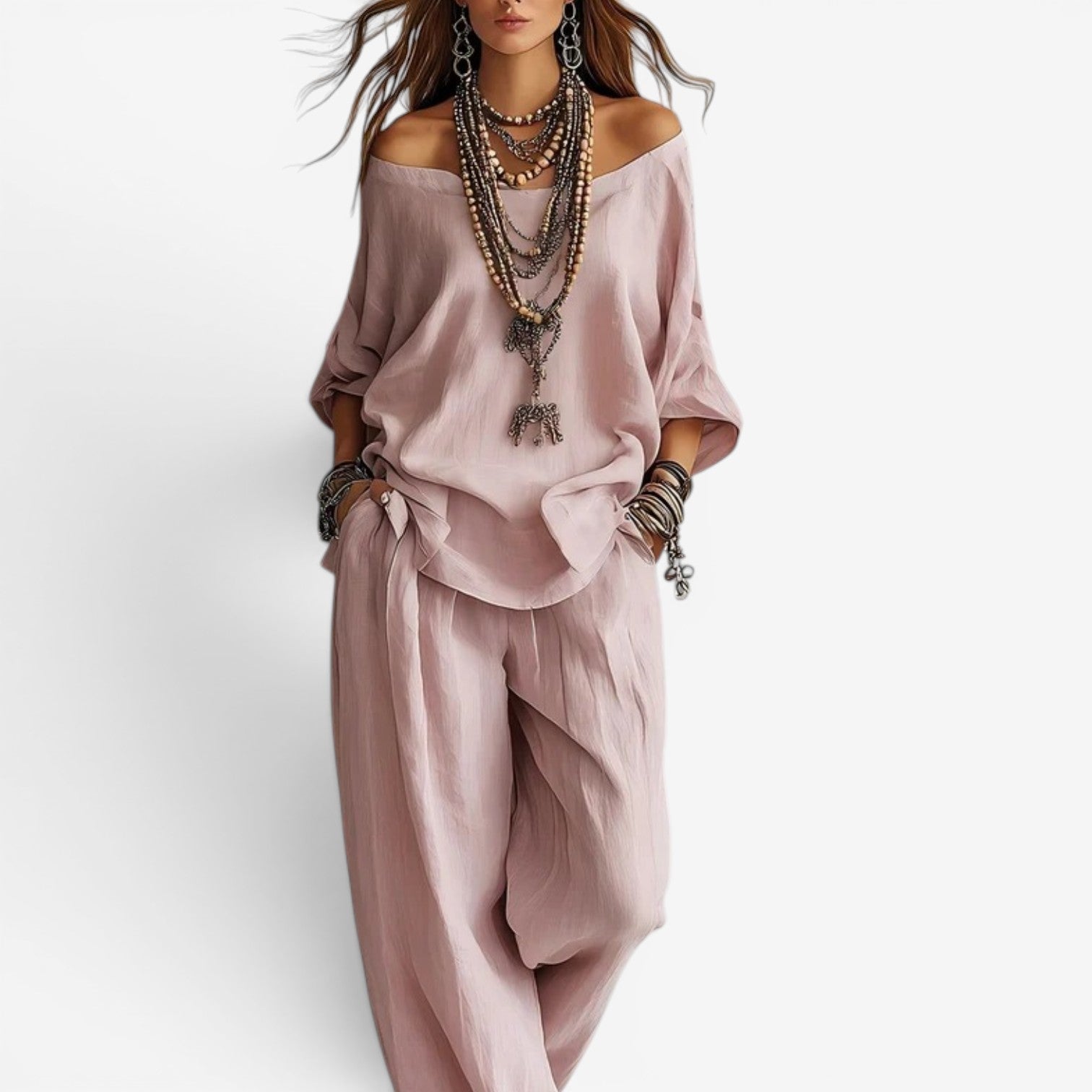 Ozelith - Ensemble femme bohème fluide style chic décontracté