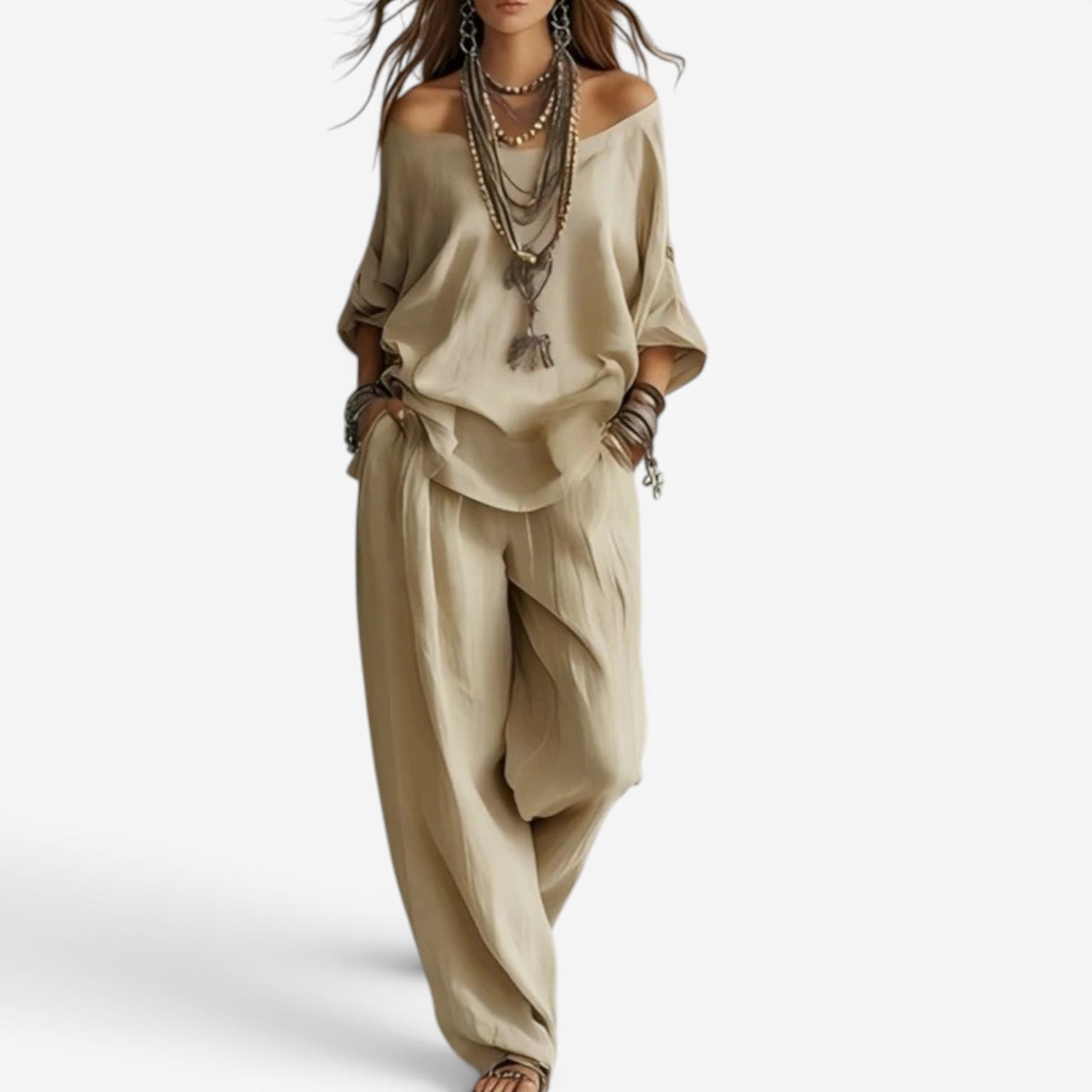 Ozelith - Ensemble femme bohème fluide style chic décontracté