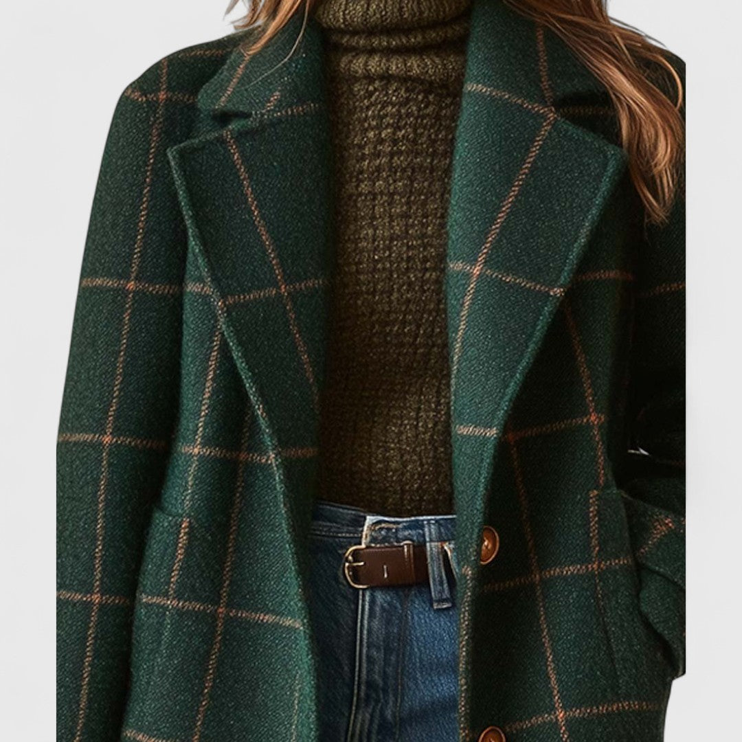 Elivara - Manteau à Carreaux Élégant pour Femme