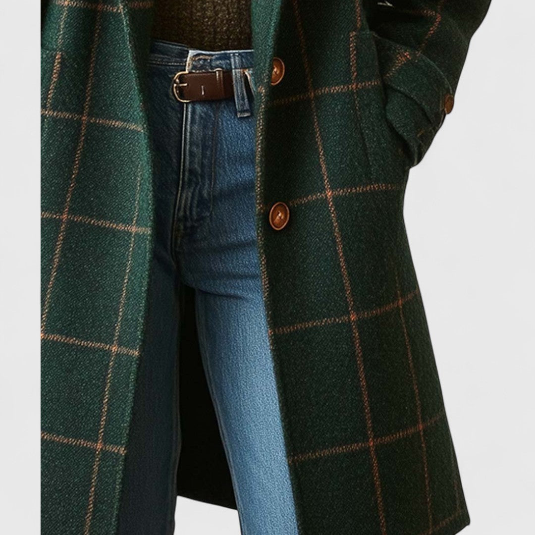 Elivara - Manteau à Carreaux Élégant pour Femme