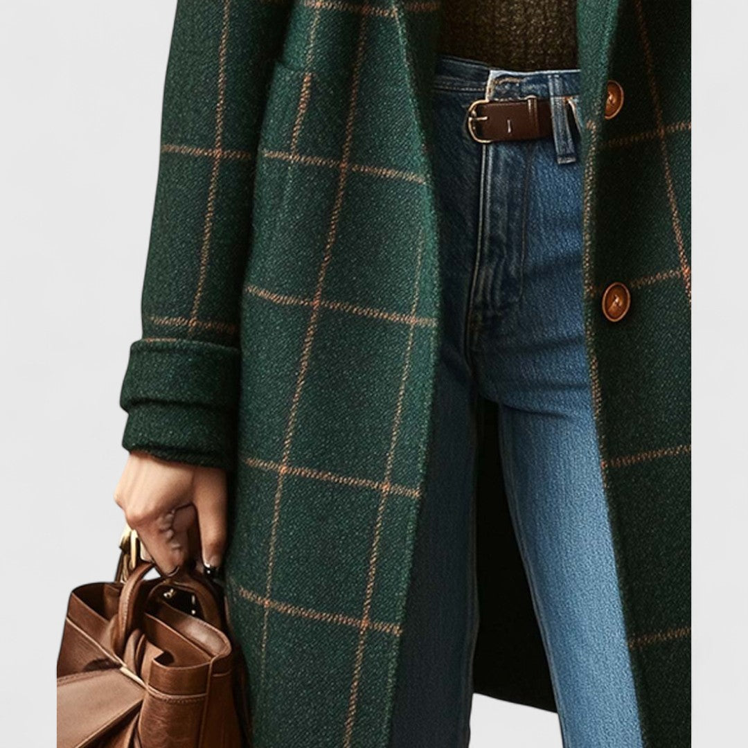 Elivara - Manteau à Carreaux Élégant pour Femme