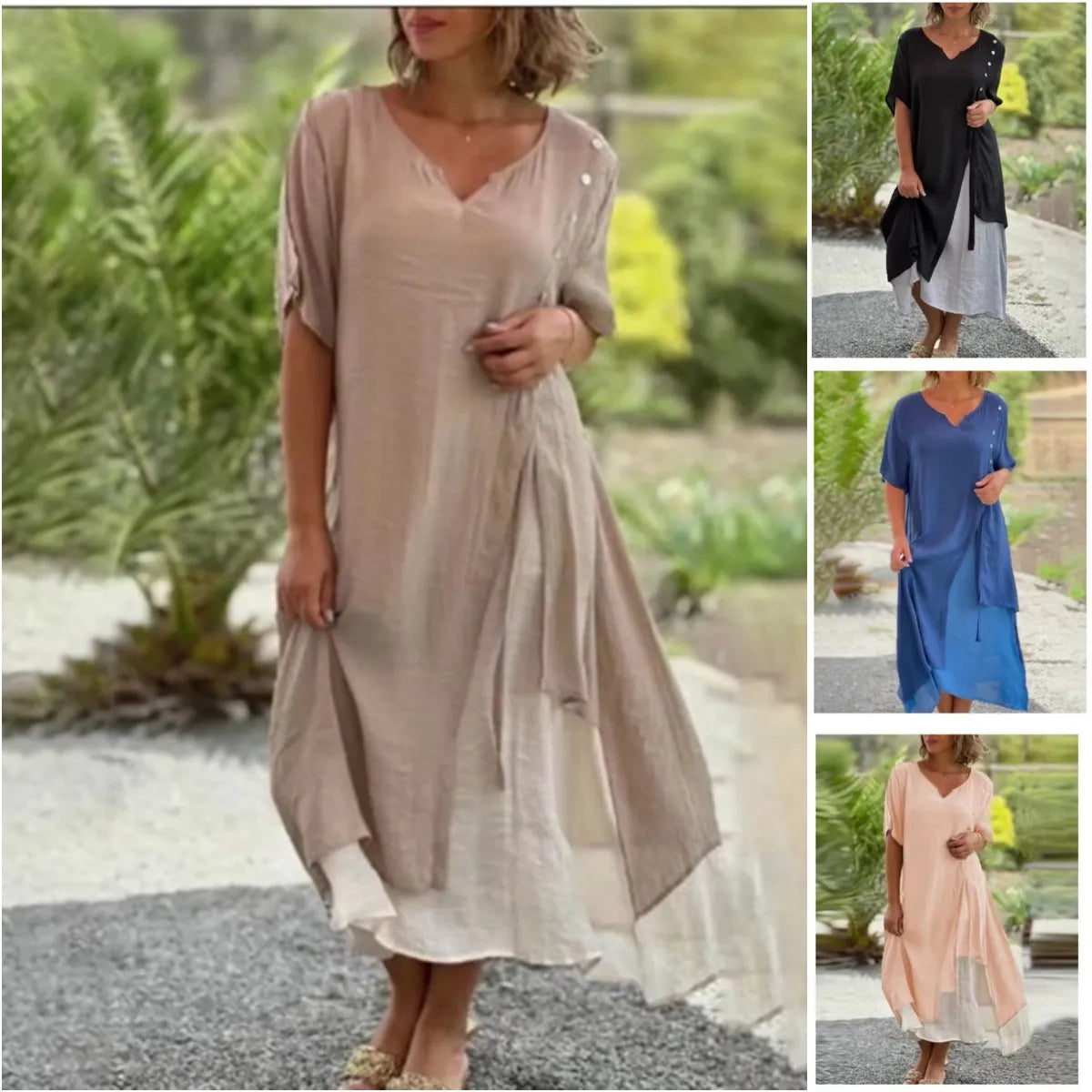 Amabel - Robe asymétrique à deux pièces avec manches courtes