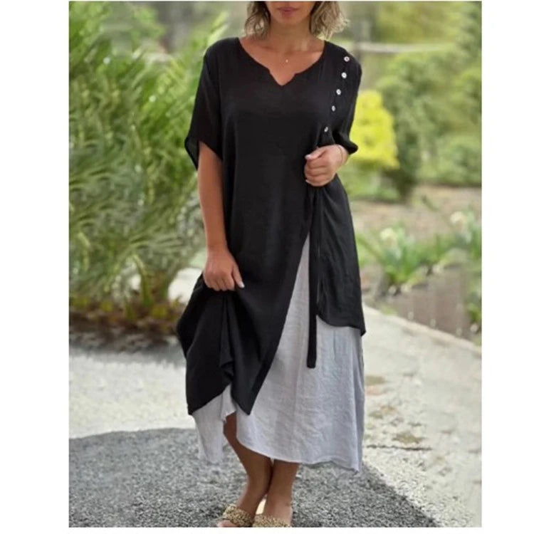 Amabel - Robe asymétrique à deux pièces avec manches courtes
