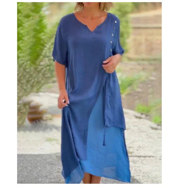 Amabel - Robe asymétrique à deux pièces avec manches courtes