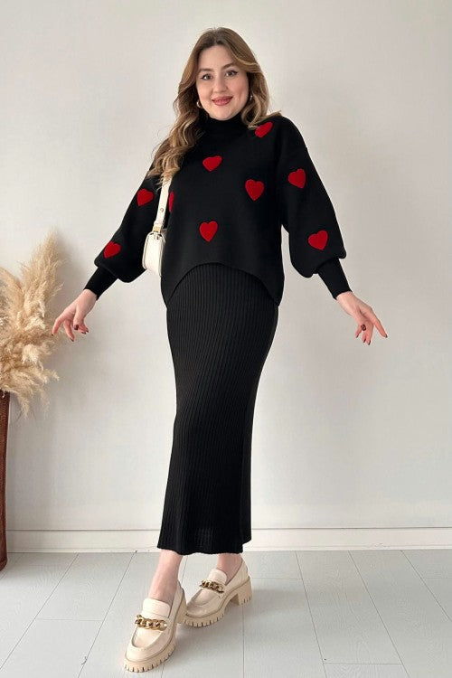 Annette - Ensemble Tendance Cœur et Jupe Taille Haute