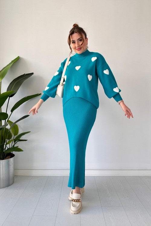 Annette - Ensemble Tendance Cœur et Jupe Taille Haute