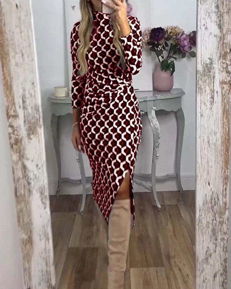 Camille - Robe slim vintage à col rond