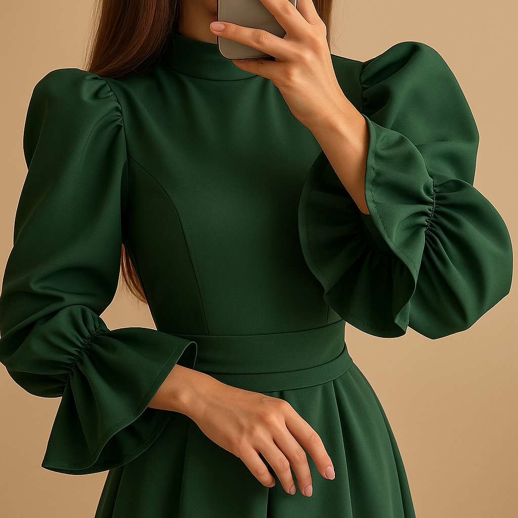 Isabella - Long Dress with Waist Belt and Elegant Cut for Women