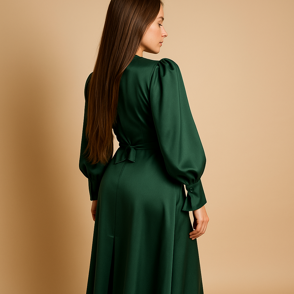 Isabella - Long Dress with Waist Belt and Elegant Cut for Women
