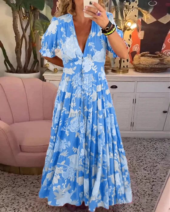Isabeau - Robe Longue Confortable avec Col V et Poches