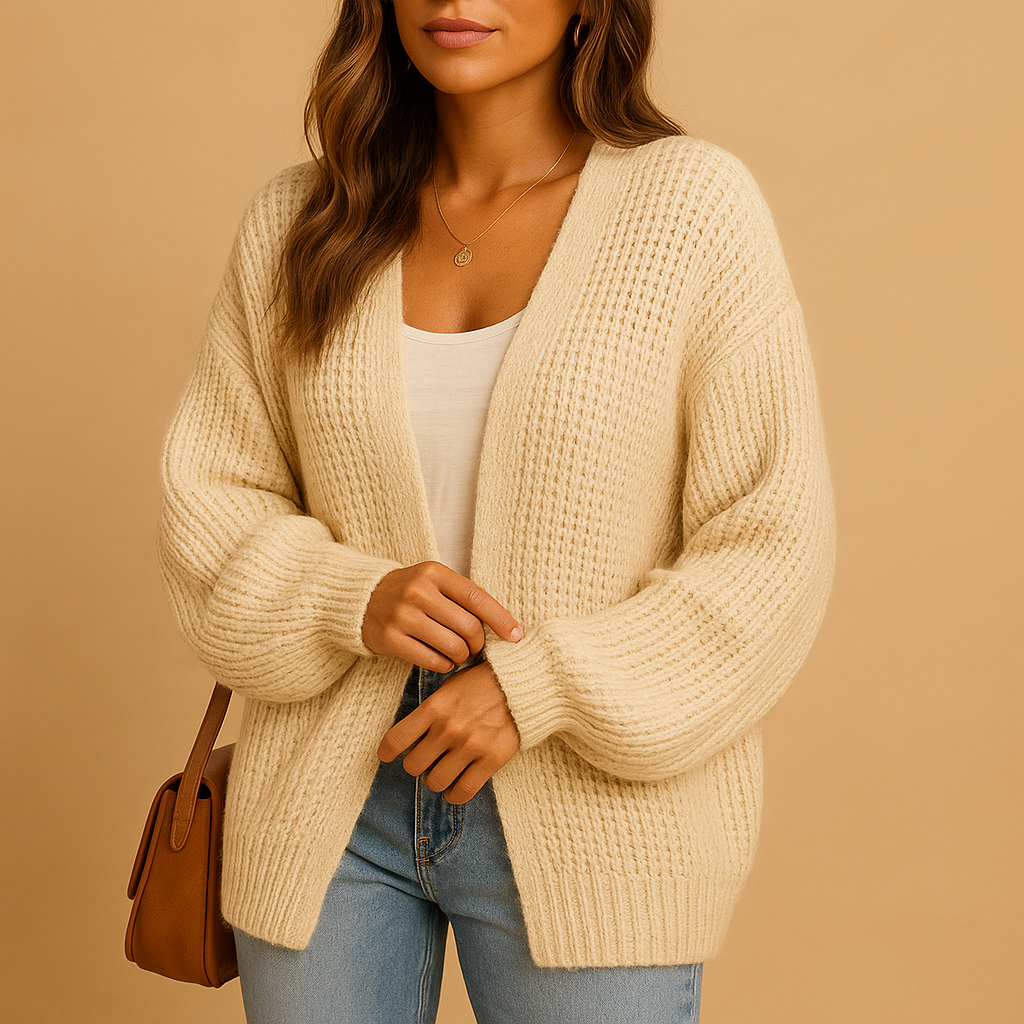 Elina - Loose knitted open women’s cardigan with casual fit