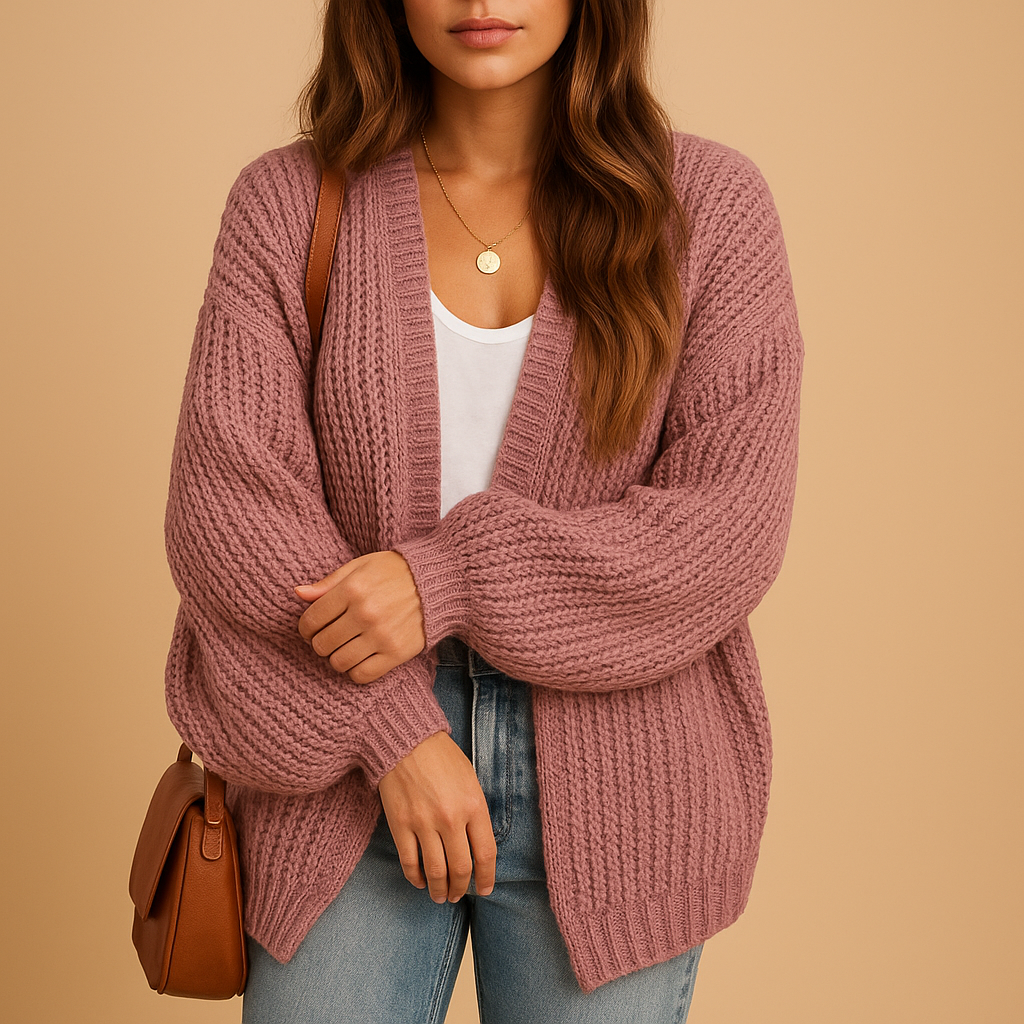 Elina - Loose knitted open women’s cardigan with casual fit