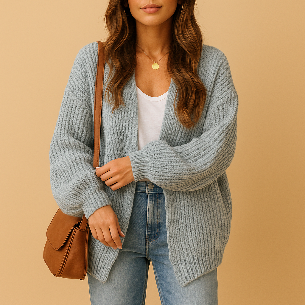 Elina - Loose knitted open women’s cardigan with casual fit