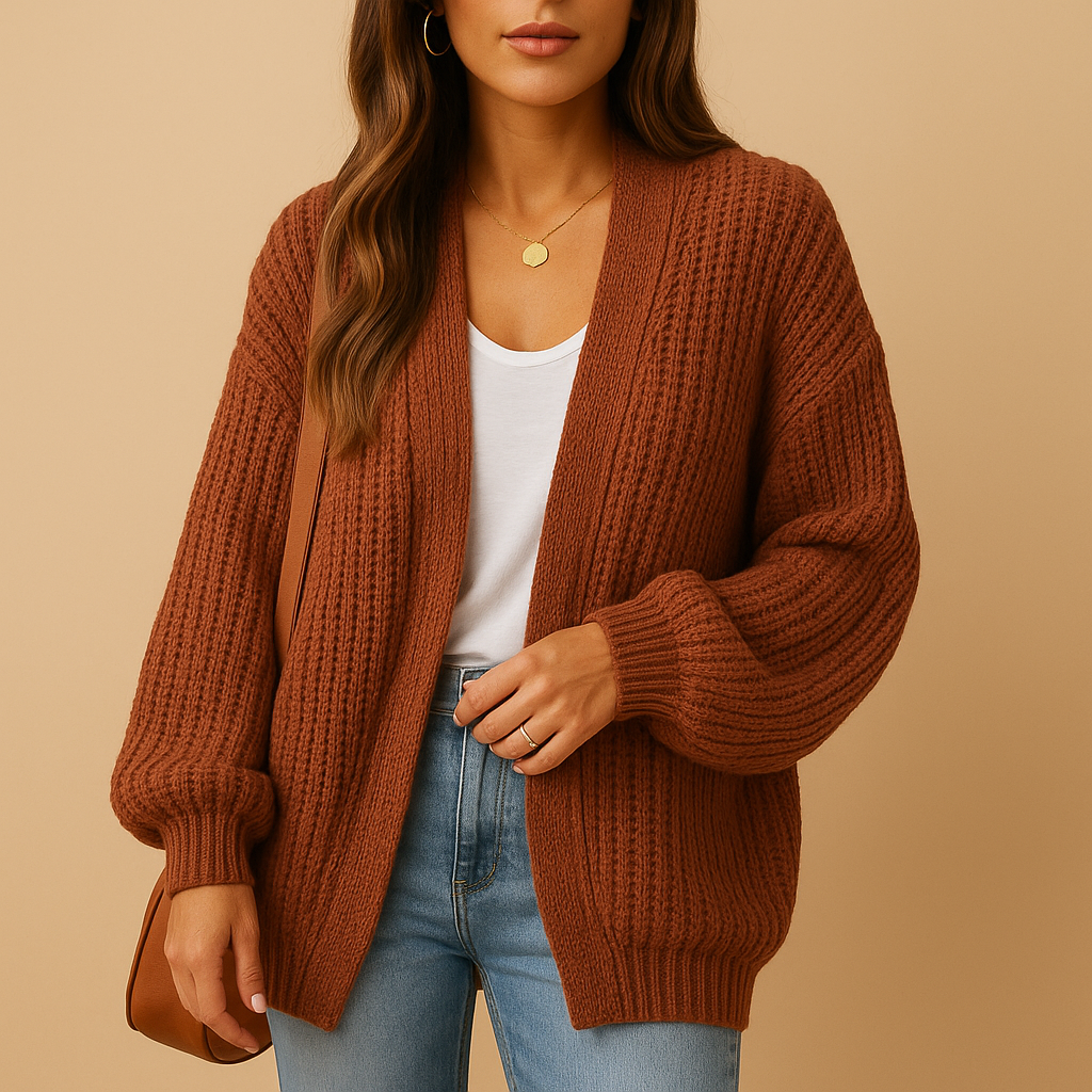 Elina - Loose knitted open women’s cardigan with casual fit
