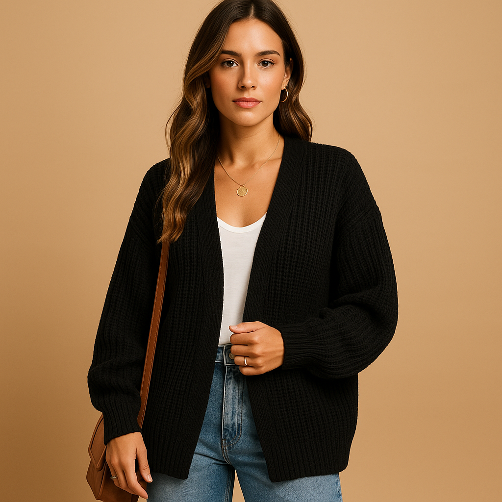 Elina - Loose knitted open women’s cardigan with casual fit
