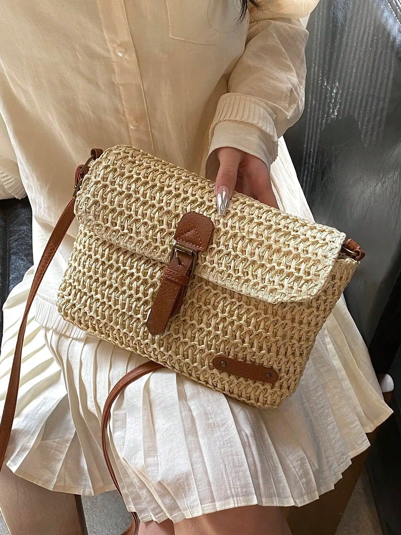 Evelien - Sac Bandoulière en Paille Naturelle – L’Accessoire Estival Incontournable