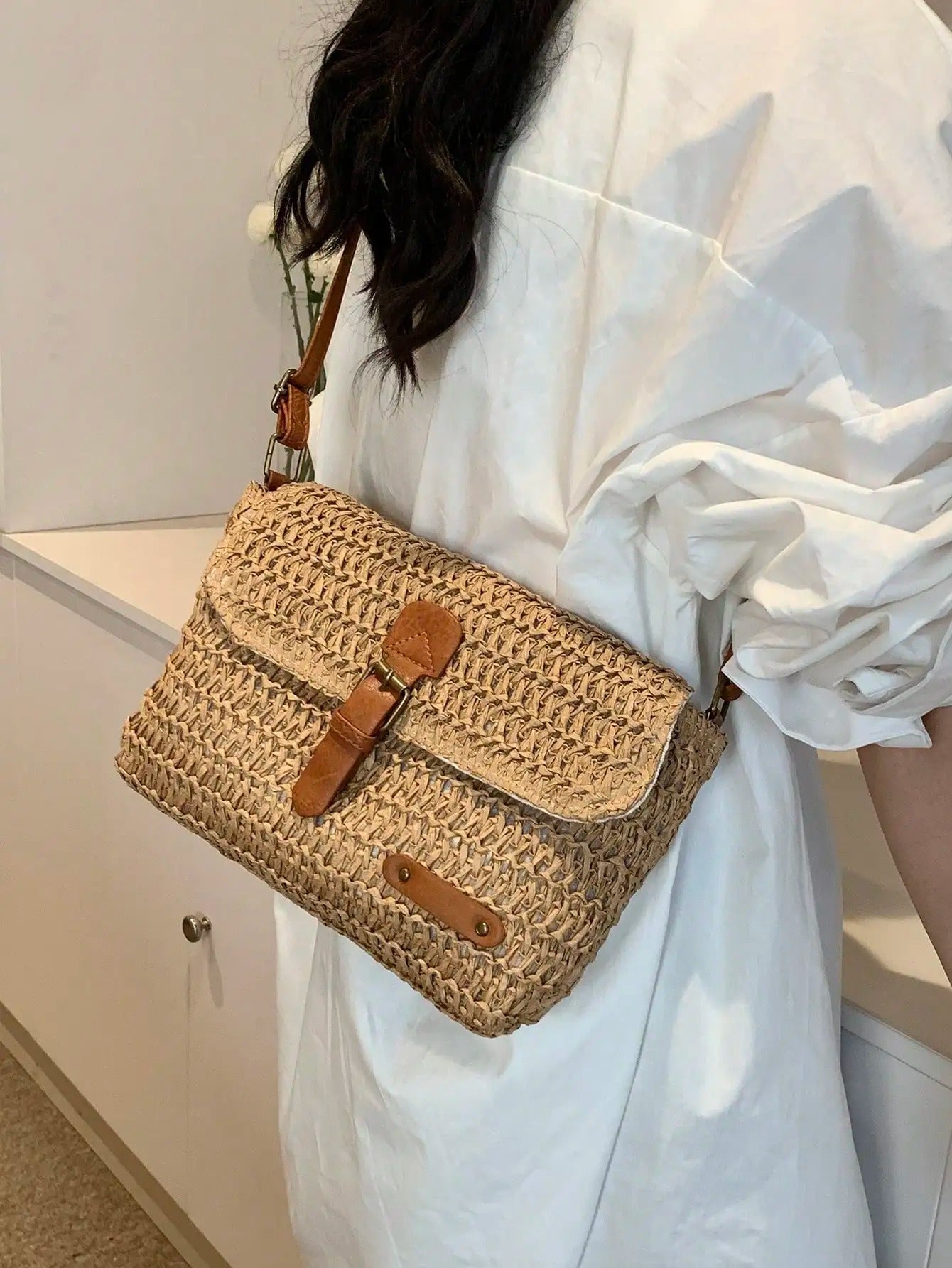 Evelien - Sac Bandoulière en Paille Naturelle – L’Accessoire Estival Incontournable