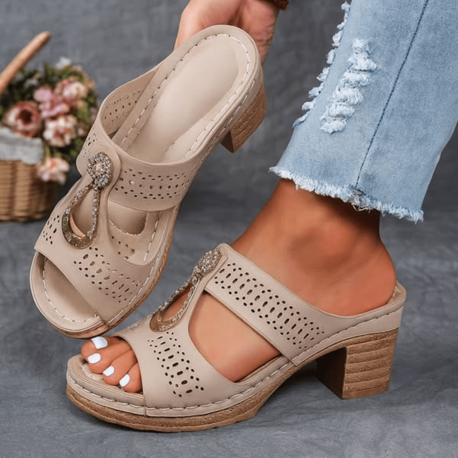 Novellea - Sandales femme orthopédiques à talon confortable et ajouré