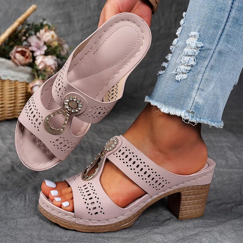 Novellea - Sandales femme orthopédiques à talon confortable et ajouré