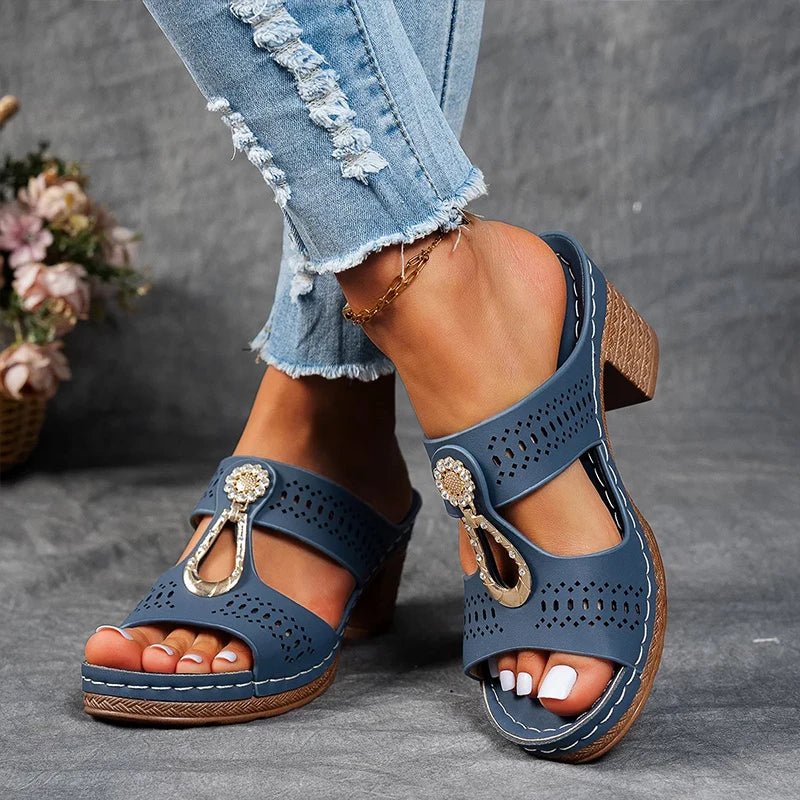 Novellea - Sandales femme orthopédiques à talon confortable et ajouré