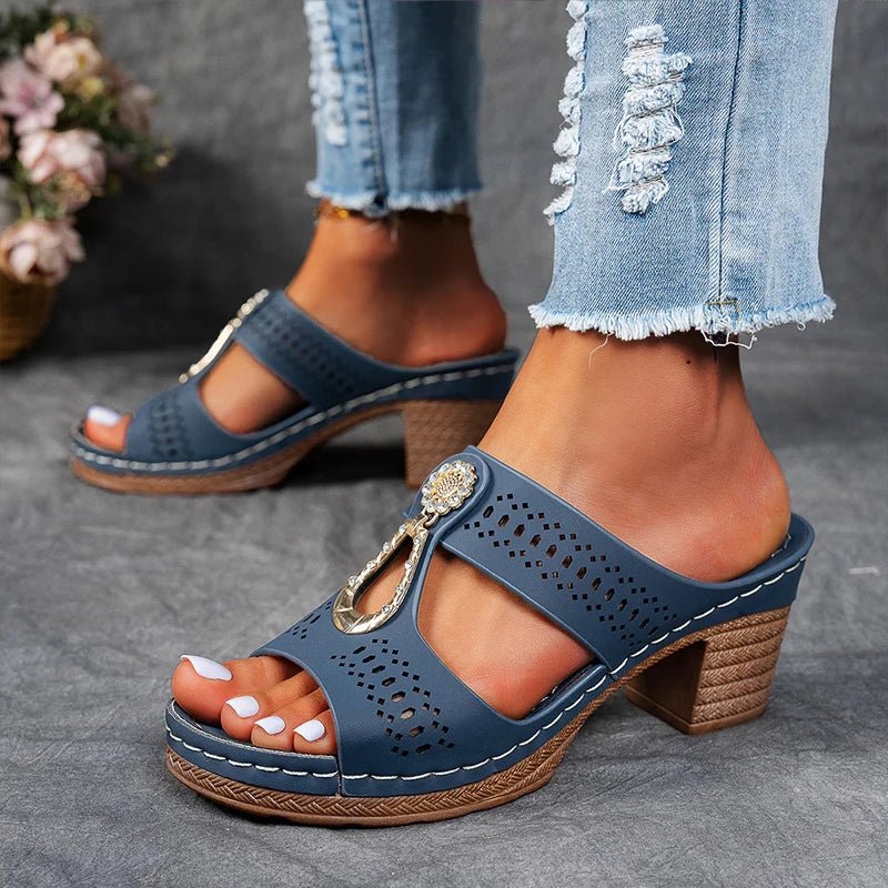 Novellea - Sandales femme orthopédiques à talon confortable et ajouré