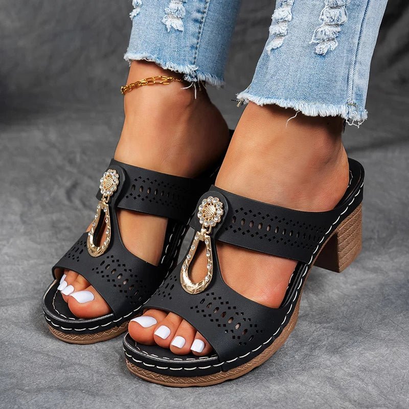 Novellea - Sandales femme orthopédiques à talon confortable et ajouré