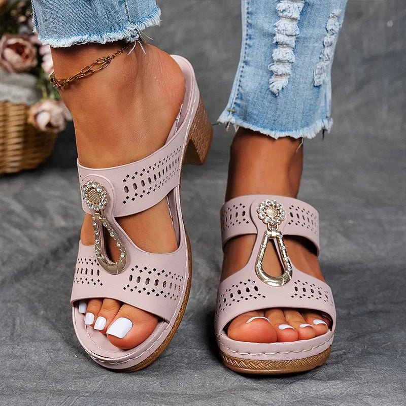 Novellea - Sandales femme orthopédiques à talon confortable et ajouré